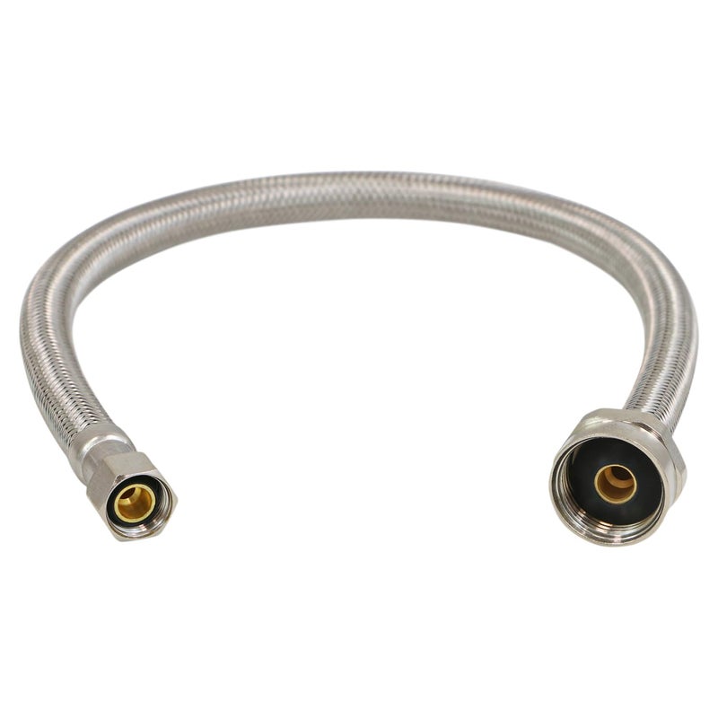HIGHCRAFT 12 Inch Flexible Toilet Water Supply Line Braided Stainless Steel Toilet Hose Connector 3/8 Inch Compression x 7/8 Inch Ballcock Brass Nut - Image 1